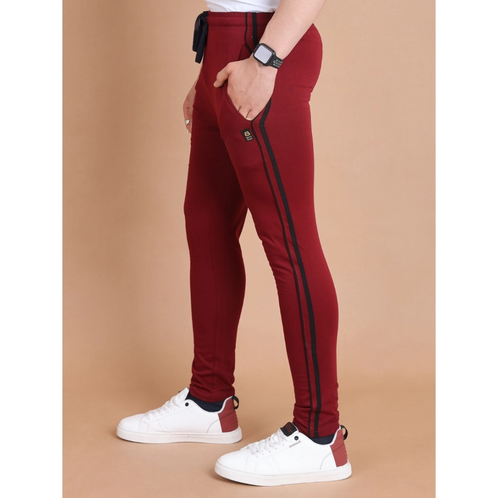 Generic Men's Casual Cotton Striped Full Length Track Pant (Maroon) - Image 5