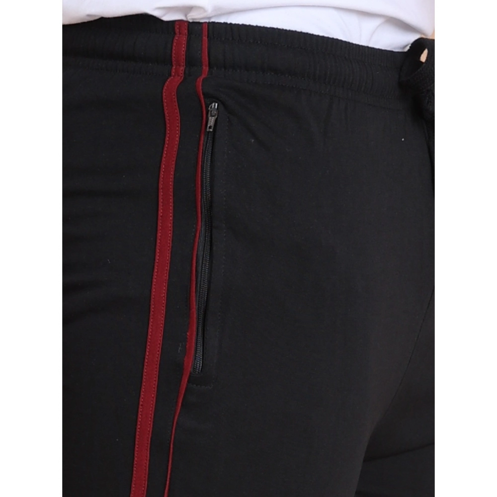 Generic Men's Casual Cotton Striped Full Length Track Pant (Black) - Image 3