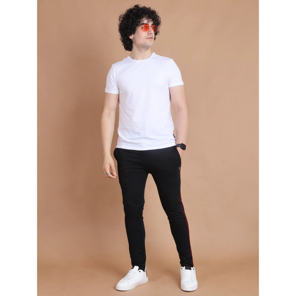 Generic Men's Casual Cotton Striped Full Length Track Pant (Black) - Image 2