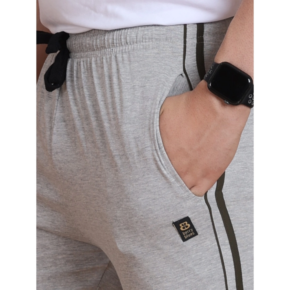 Generic Men's Casual Cotton Striped Full Length Track Pant (Greymelange) - Image 3