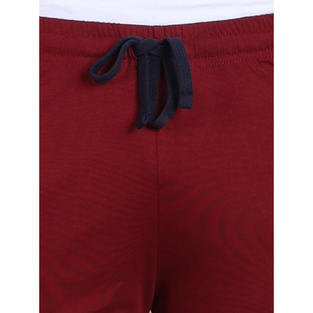 Generic Men's Casual Cotton Striped Above knee Shorts (Maroon) - Image 3