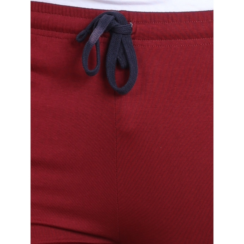Generic Men's Casual Cotton Striped Full Length Track Pant (Maroon) - Image 3