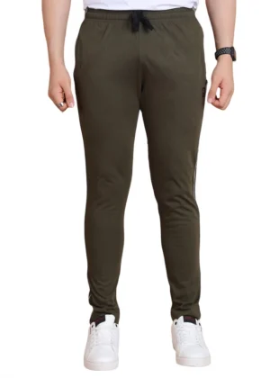 Generic Men's Casual Cotton Striped Full Length Track Pant (olive)
