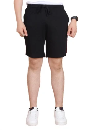 Generic Men's Casual Cotton Striped Above knee Shorts (Black)