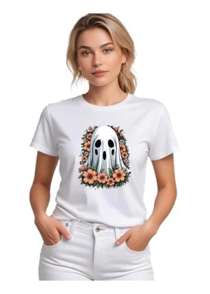 Generic Women's Polyester Solid Printed Round Neck Half Sleeve T-shirt (White)