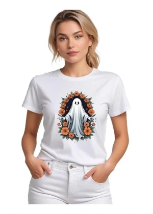 Generic Women's Polyester Solid Printed Round Neck Half Sleeve T-shirt (White)