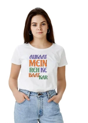Generic Women's Polyester Solid Printed Round Neck Half Sleeve T-shirt (White)