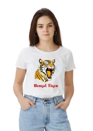 Generic Women's Polyester Solid Printed Round Neck Half Sleeve T-shirt (White)