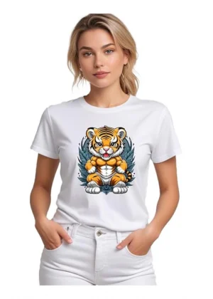 Generic Women's Polyester Solid Printed Round Neck Half Sleeve T-shirt (White)