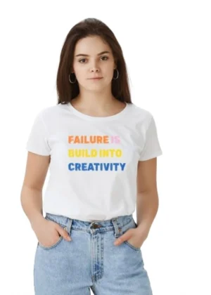 Generic Women's Polyester Solid Printed Round Neck Half Sleeve T-shirt (White)