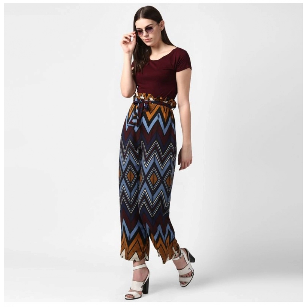 Generic Women's Polyester Chevron Elasticated Trousers (Multicolor) - Image 3