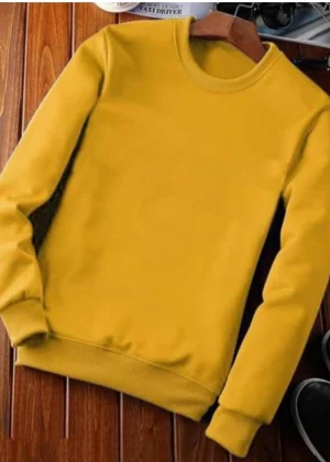Generic Men's Casual Fleece Solid Round Neck Long Sleeves Sweatshirt (Orange)