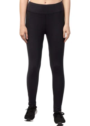 Generic Women's Polyester Solid Ankle Length High-Rise Tights (Black)