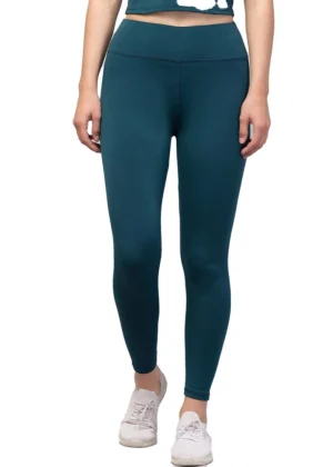 Generic Women's Polyester Solid Ankle Length High-Rise Tights (Green)
