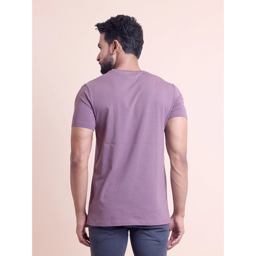 Generic Men's Casual Cotton Solid Half Sleeve Round Neck T-Shirt (Berry) - Image 4