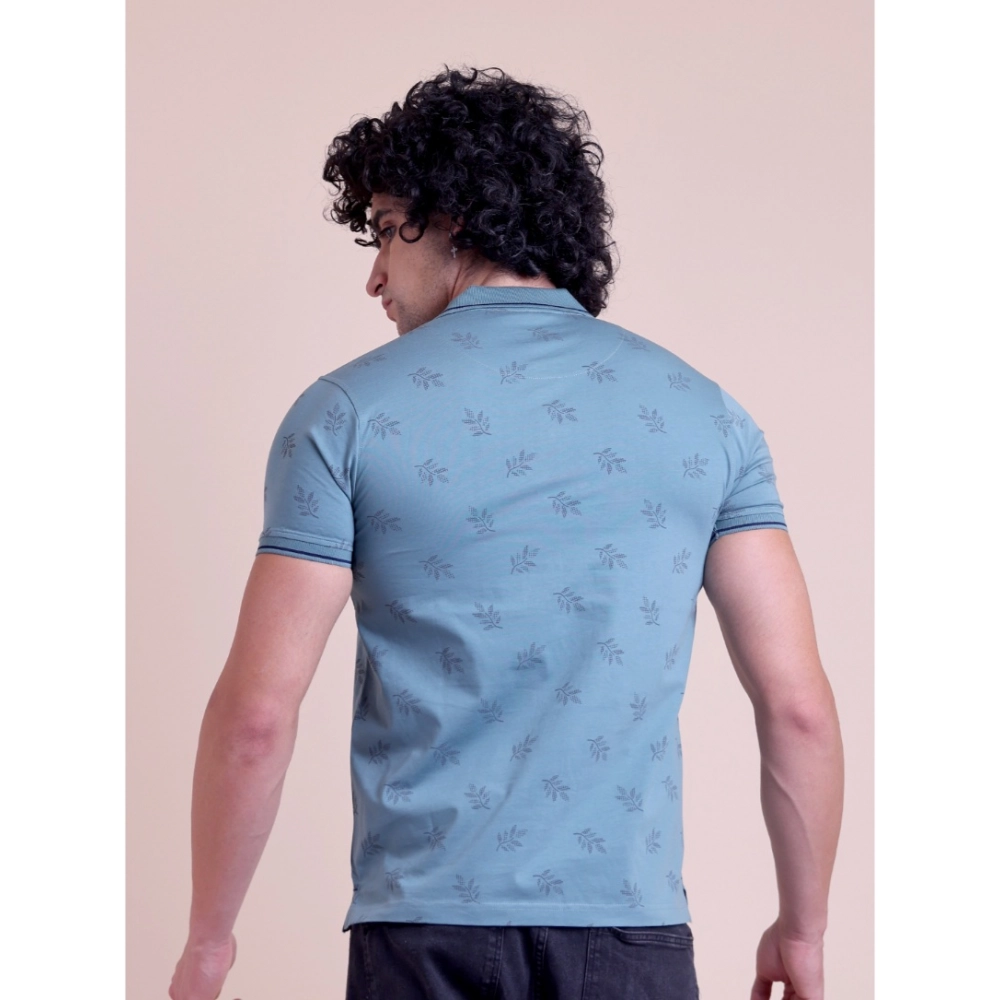 Generic Men's Casual Cotton Printed Half Sleeve Round Neck T-Shirt (Green) - Image 4
