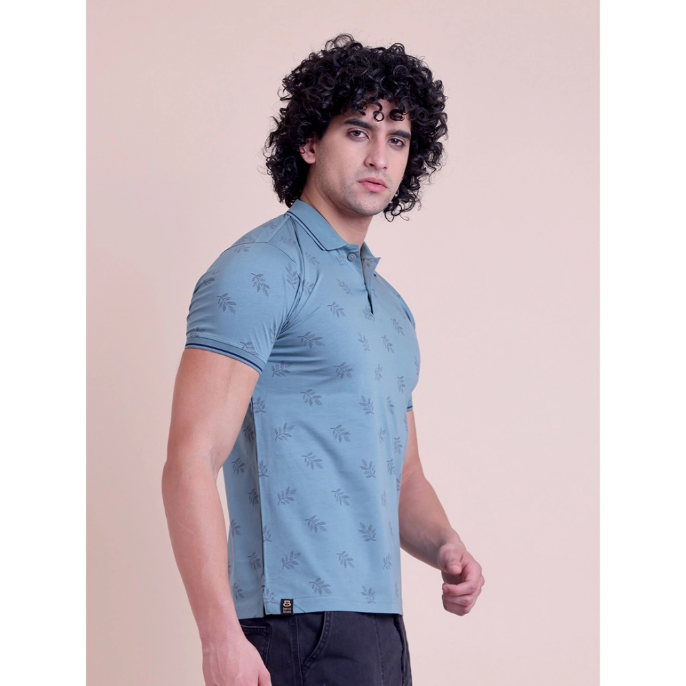 Generic Men's Casual Cotton Printed Half Sleeve Round Neck T-Shirt (Green) - Image 3