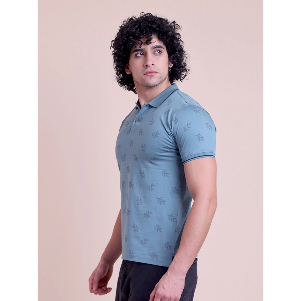Generic Men's Casual Cotton Printed Half Sleeve Round Neck T-Shirt (Green) - Image 2