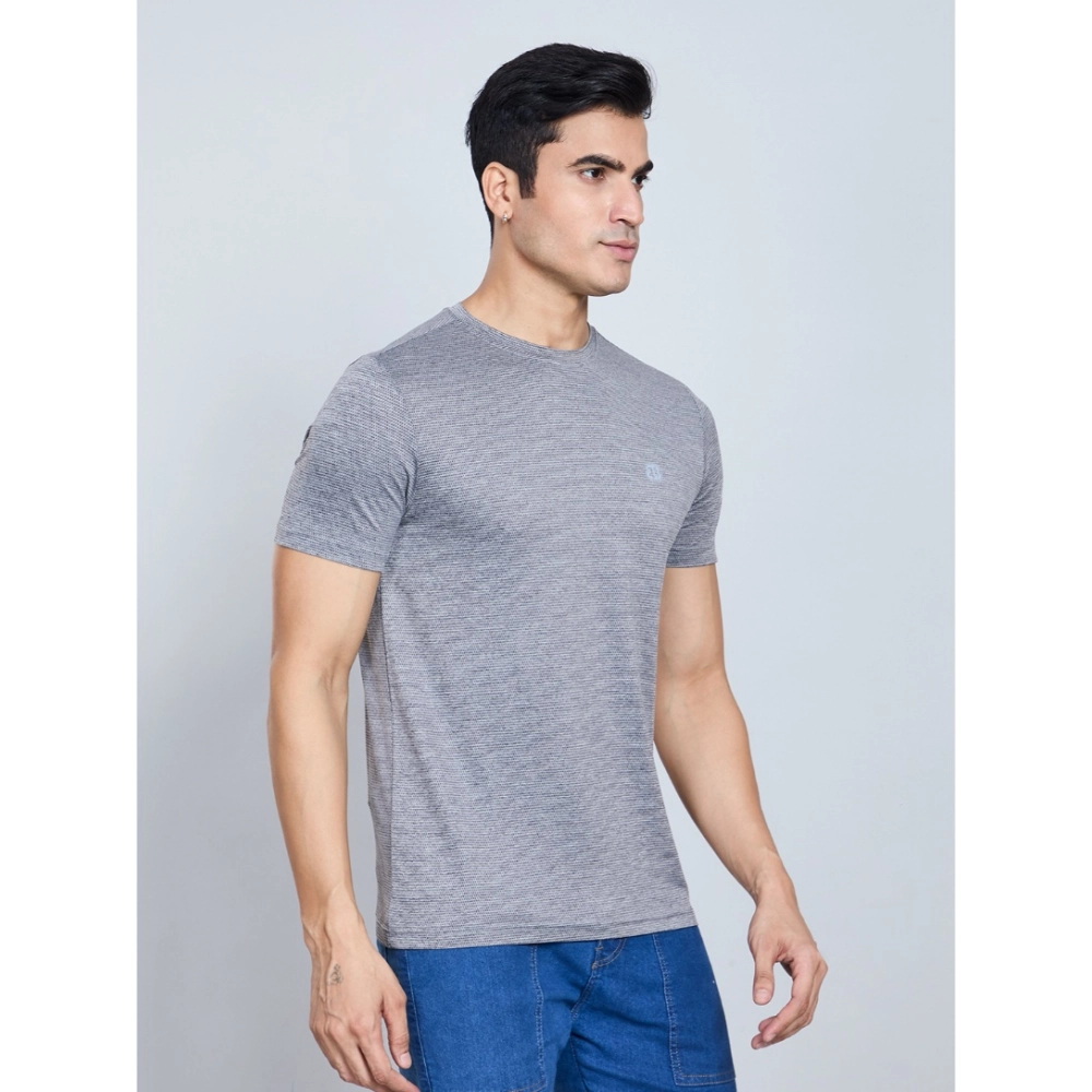 Generic Men's Casual Nylon Solid Half Sleeve Round Neck T-Shirt (Black) - Image 3