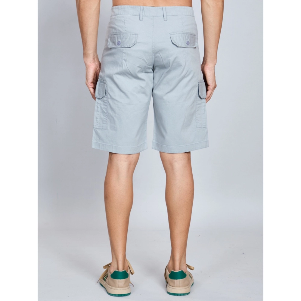 Generic Men's Casual Cotton Solid Knee Length Cargo Shorts (Grey) - Image 4