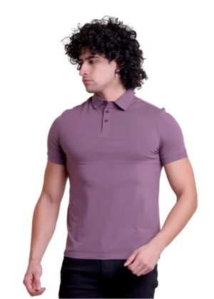 Generic Men's Casual Cotton Solid Half Sleeve Polo Neck T-Shirt (Berry)