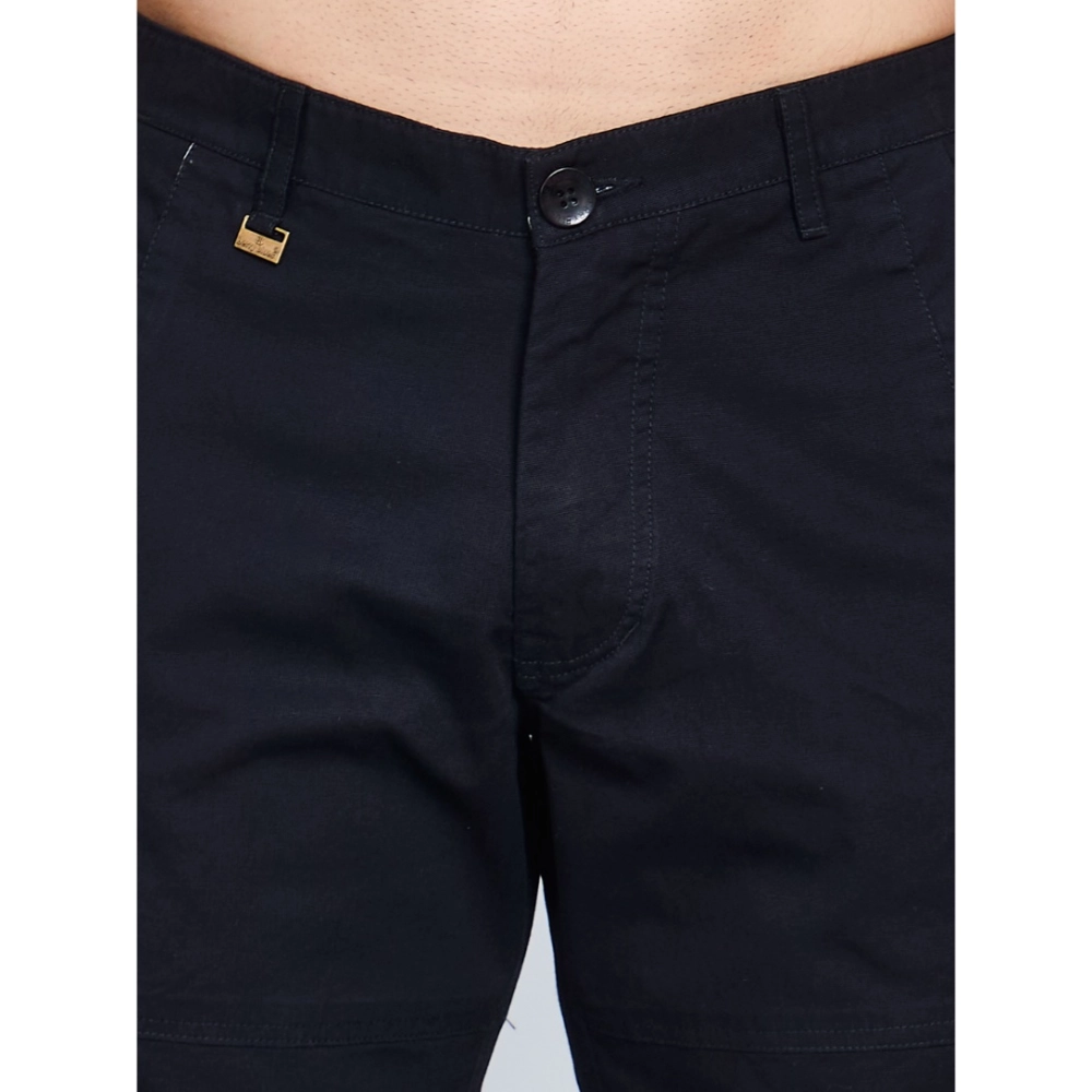 Generic Men's Casual Cotton Solid Knee Length Cargo Shorts (Black) - Image 3
