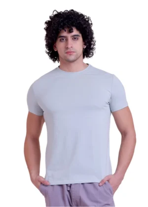 Generic Men's Casual Cotton Solid Half Sleeve Round Neck T-Shirt (Grey)