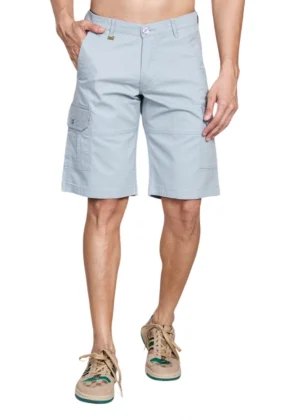 Generic Men's Casual Cotton Solid Knee Length Cargo Shorts (Grey)