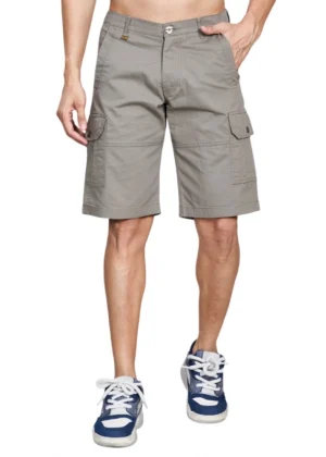 Generic Men's Casual Cotton Solid Knee Length Cargo Shorts (DarkGrey)