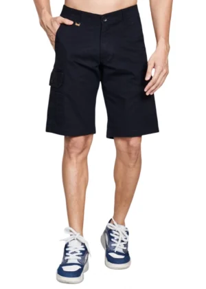 Generic Men's Casual Cotton Solid Knee Length Cargo Shorts (Black)