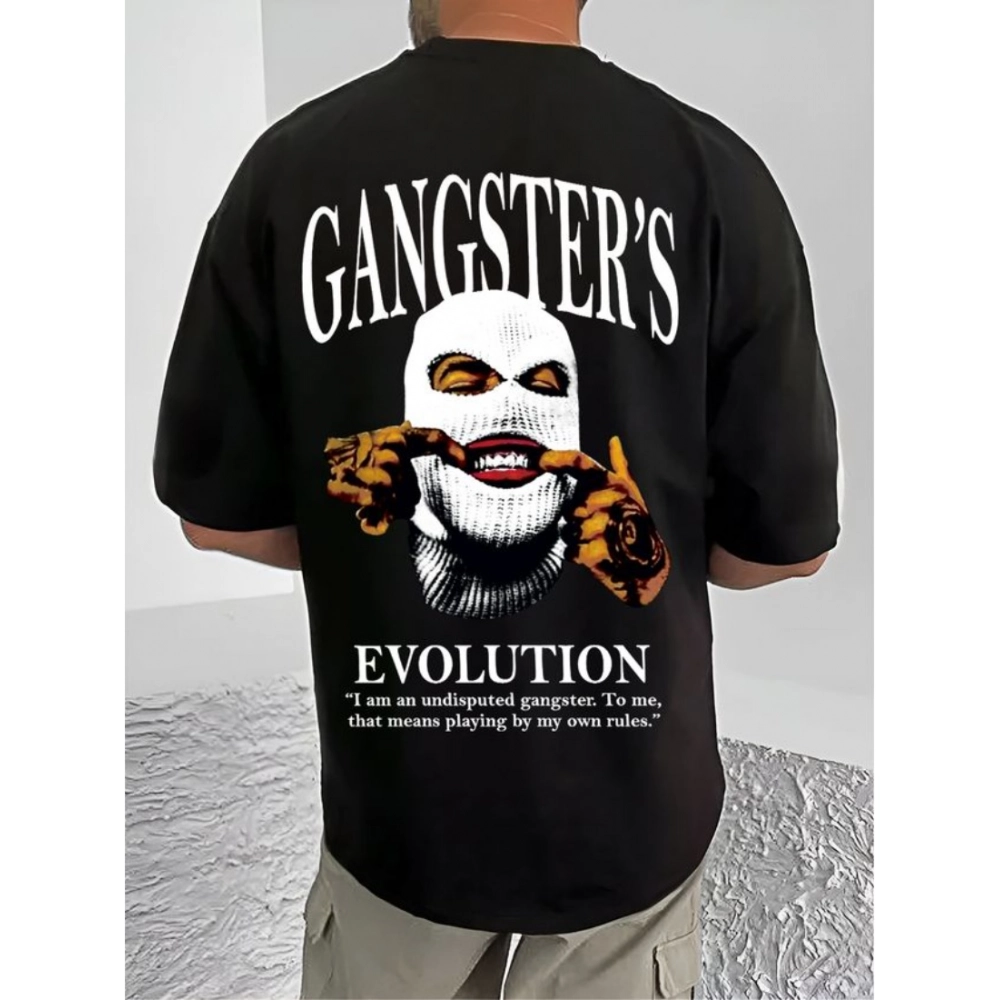 Generic Men's Casual Cotton Blend Printed Round Neck Half Sleeve T-Shirt (Black) - Image 2