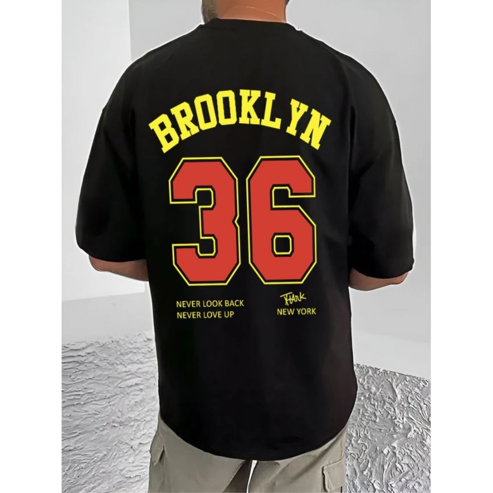 Generic Men's Casual Cotton Blend Printed Round Neck Half Sleeve T-Shirt (Black) - Image 2