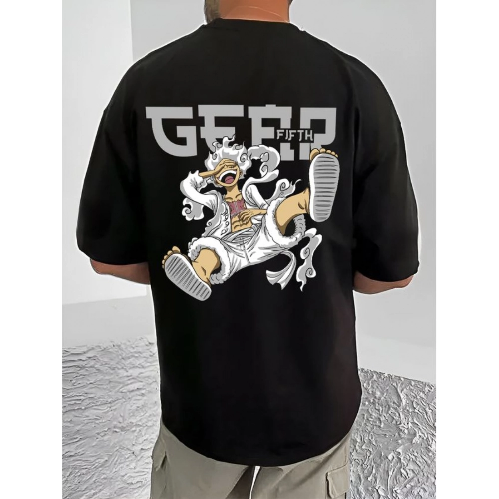 Generic Men's Casual Cotton Blend Printed Round Neck Half Sleeve T-Shirt (Black) - Image 2