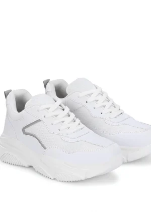Generic Women's Casual Mesh Printed Lace-Ups Shoes (White)