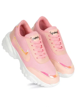 Generic Women's Casual Mesh Printed Lace-Ups Shoes (Pink)