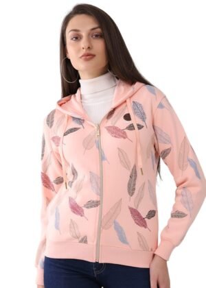 Monte Carlo Women's Regular Fit Sweatshirt | Printed Pattern | Hooded Neck | Full Sleeves | Zip Closure | Stylish Fashionable Warm Winter Wear Sweatshirt for Women (Pack of 1)