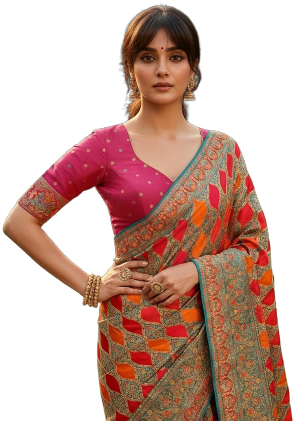 Glory Sarees Women's Luxurious Satin Pure Silk Original Saree Position Print Work Banarasi Kanjivaram Style Saree With Blouse Piece(Elegant109_Parent) - Image 9