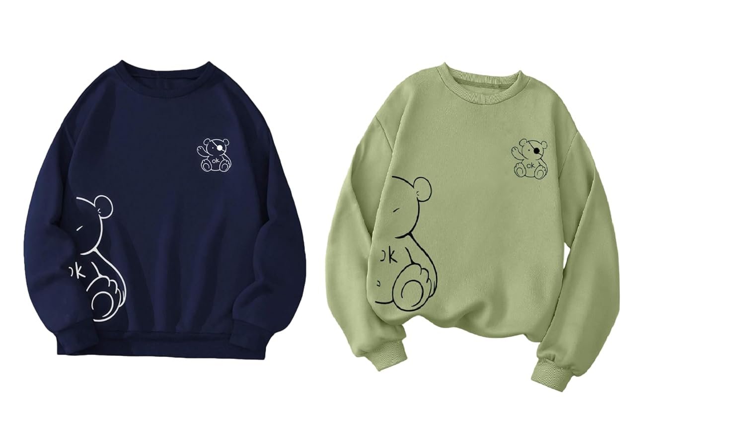 TAGAS Women's Bear Graphic Round Neck Sweatshirt|Trendy Oversized Pullover Sweatshirts|Soft Fleece Pullover Winterwear - Image 8