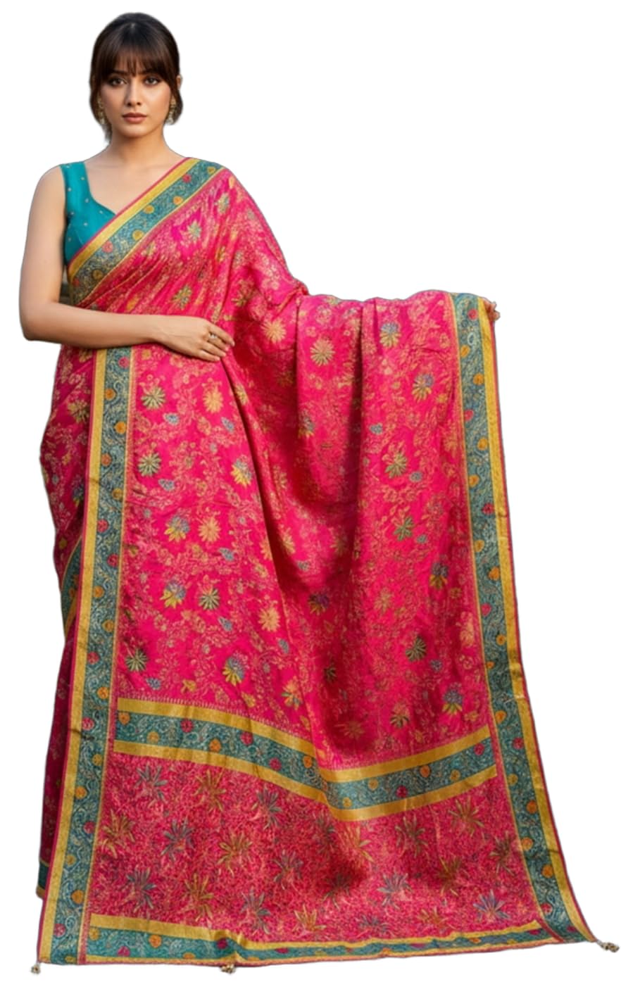Glory Sarees Women's Luxurious Satin Pure Silk Original Saree Position Print Work Banarasi Kanjivaram Style Saree With Blouse Piece(Elegant109_Parent) - Image 12