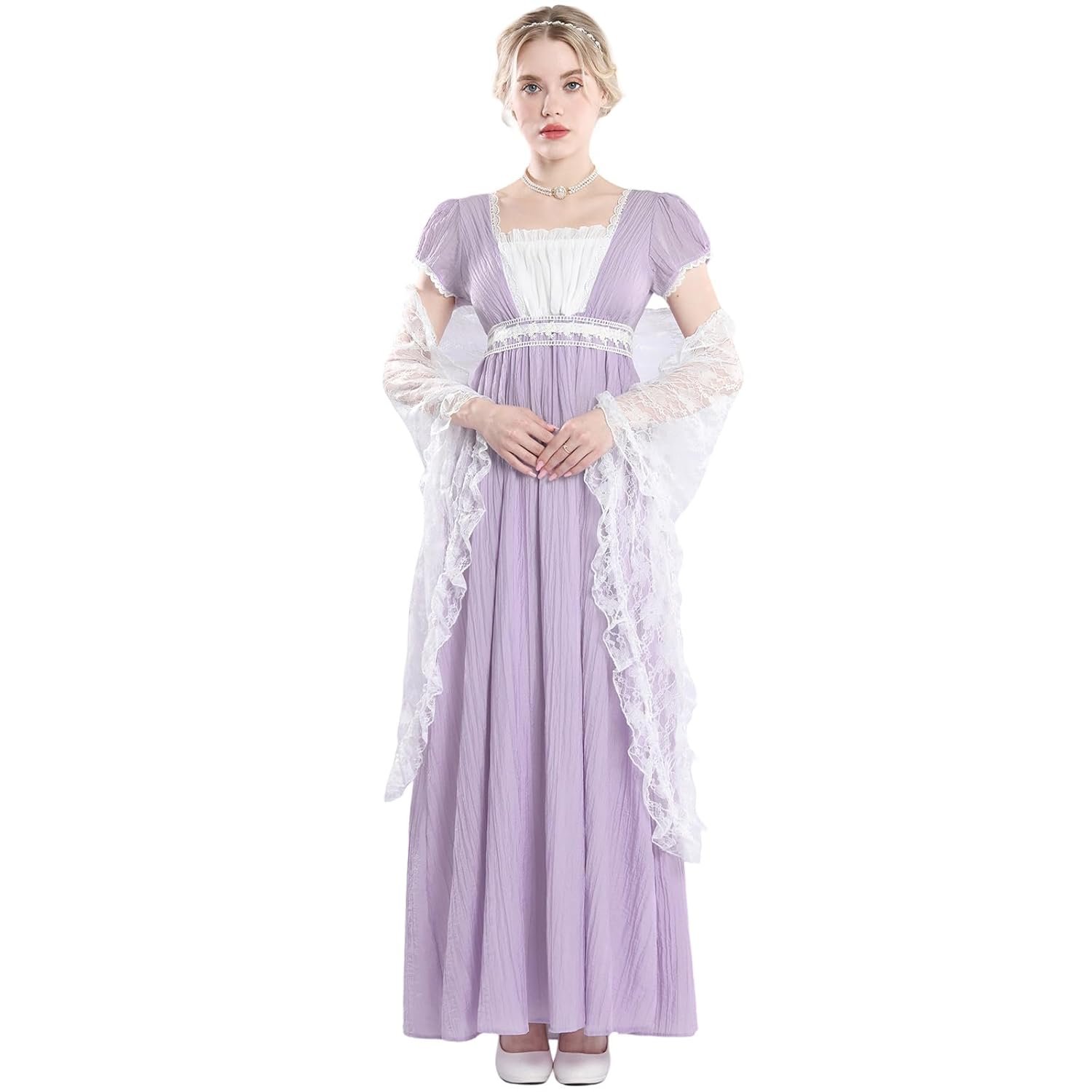 FCCAM Regency Dresses for Women Empire Waist Dress Victorian Ball Gown 1800s Regency Era Dress Regency Era Dress - Image 2