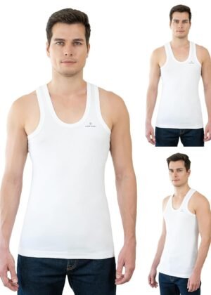 Lux Cozi Men's 100% Cotton Sleeveless Round Neck Regular Fit Vest | Baniyan for Men | Vest for Men Pack of 3