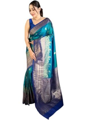Women's Original Royal Rajwadi Pure Soft Kanchi Pattu Kanjivaram Kanchipuram Dola Two ton Silk Banarasi Style Saree With Blouse piece