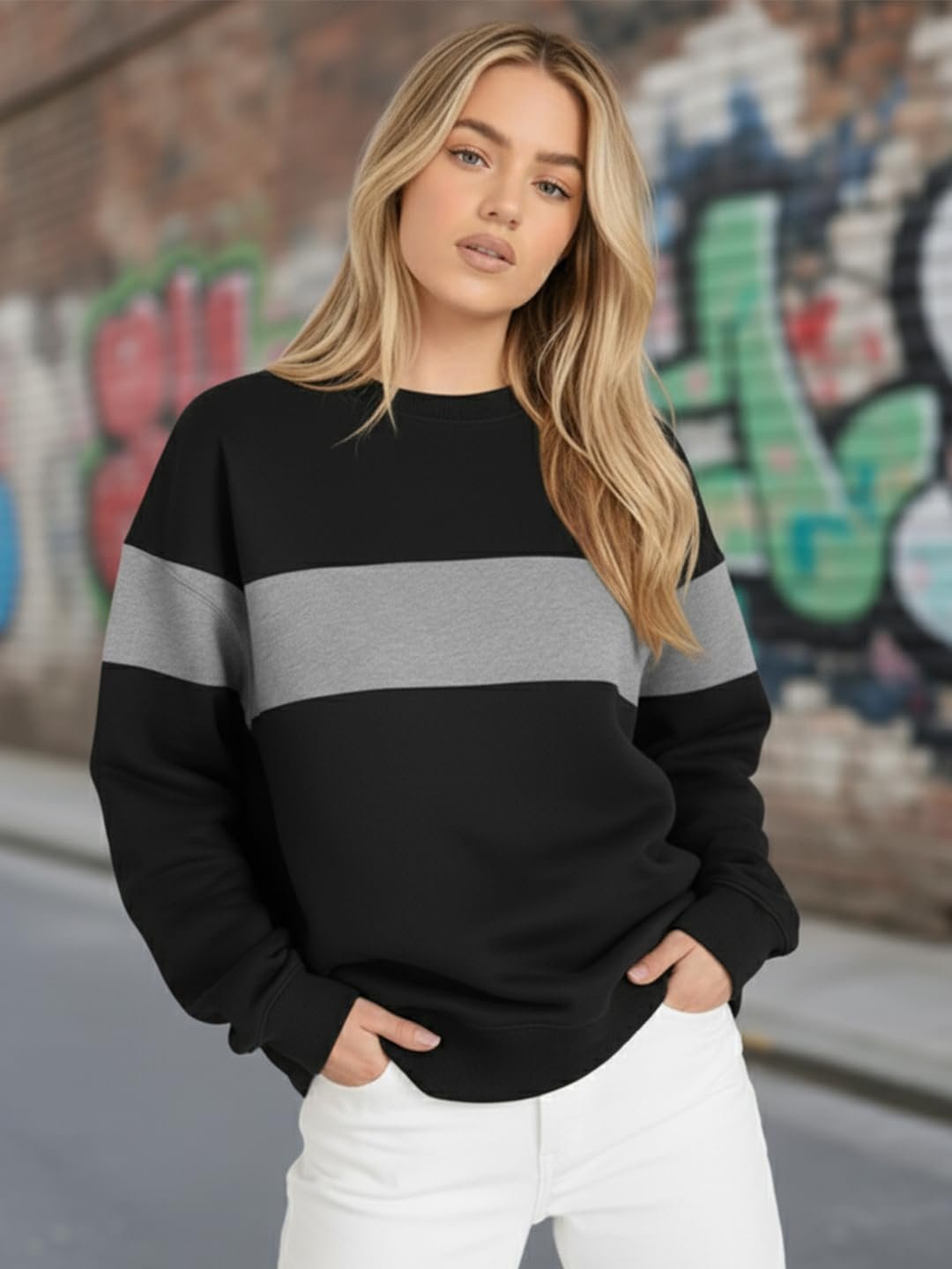LEOTUDE Women's Boyfriend Fit Loopknit Sweatshirt | Full Sleeve Drop Shoulder | Sweatshirt for Women - Image 38