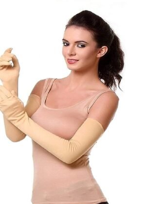 Women Sleeve Ice Silk Gloves Breathable Cool Cover Sunproof Arm Sun Resistant Fingerless Oversleeves for Summer Outdoor Activity Thumb Protector (Multicolor) (Pair of 1)