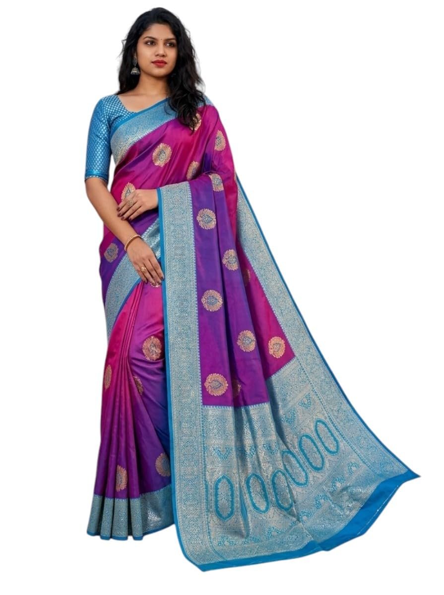 Women's Pure Soft Minakari Kanjivaram Zari Silk Saree With Blouse Piece - Image 4