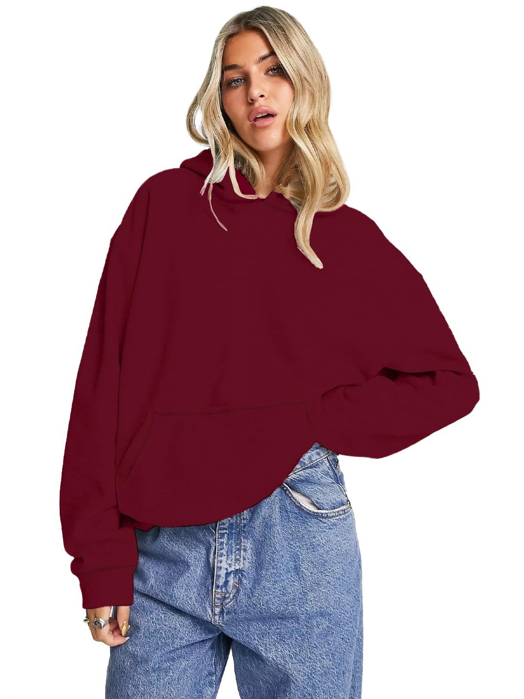 LEOTUDE Women's Oversized Loopknit Drop Shoulder Hooded Neck Sweatshirt || Women Winter wear - Image 2