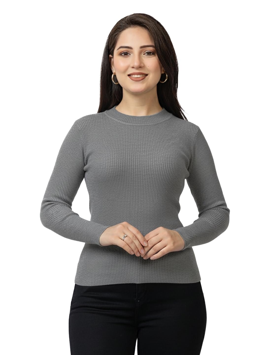 LASOON Women's Woolen Yarn Skivi Top Sweater | Warm High Neck Winter Wear | Soft & Stretchable Free Size Pullover for Women - Image 3