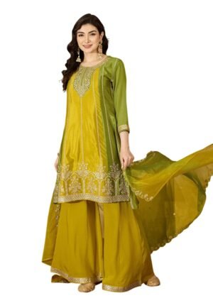 Amazon Brand - Tavasya Women Poly Chinon Zari Sequence Cording Embroidered Kurta Set | Salwar Suit