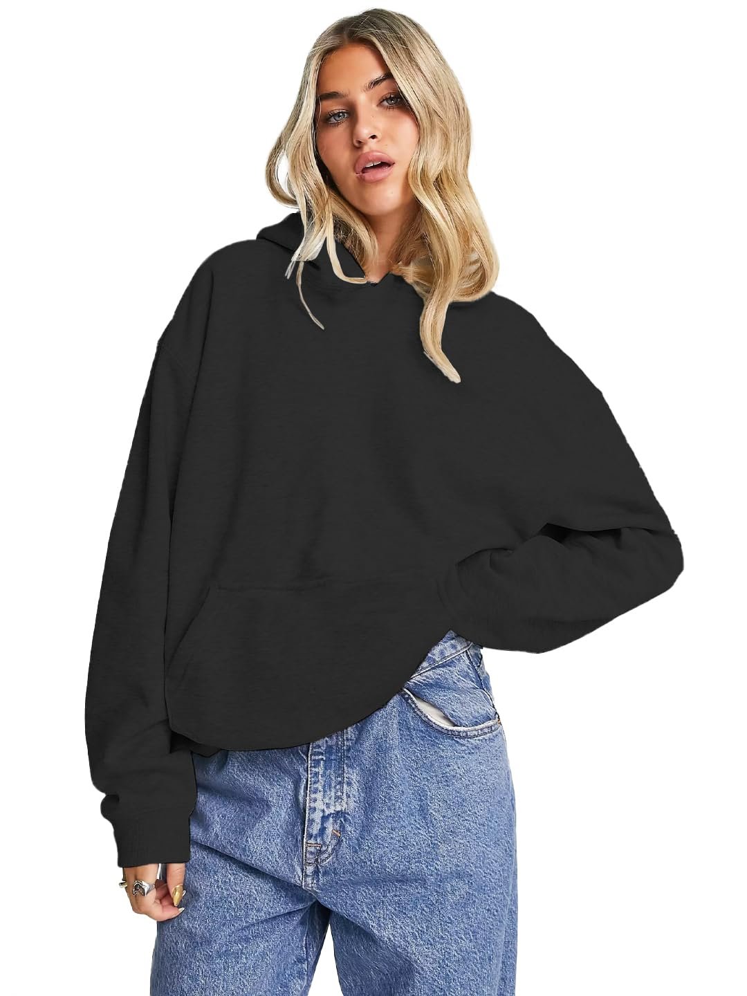 LEOTUDE Women's Oversized Loopknit Drop Shoulder Hooded Neck Sweatshirt || Women Winter wear - Image 4