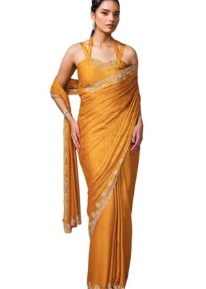 Soch Womens Fendy Georgette Woven Design Saree With Stone Work